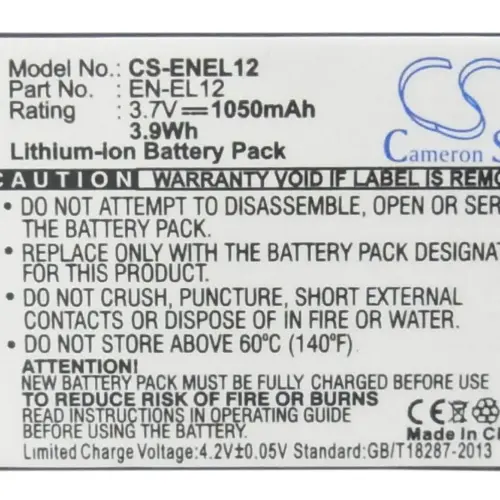 Батерия за апарат NIKON EN-EL12  Li-Ion 3.7V 1050mAh Cameron Sino