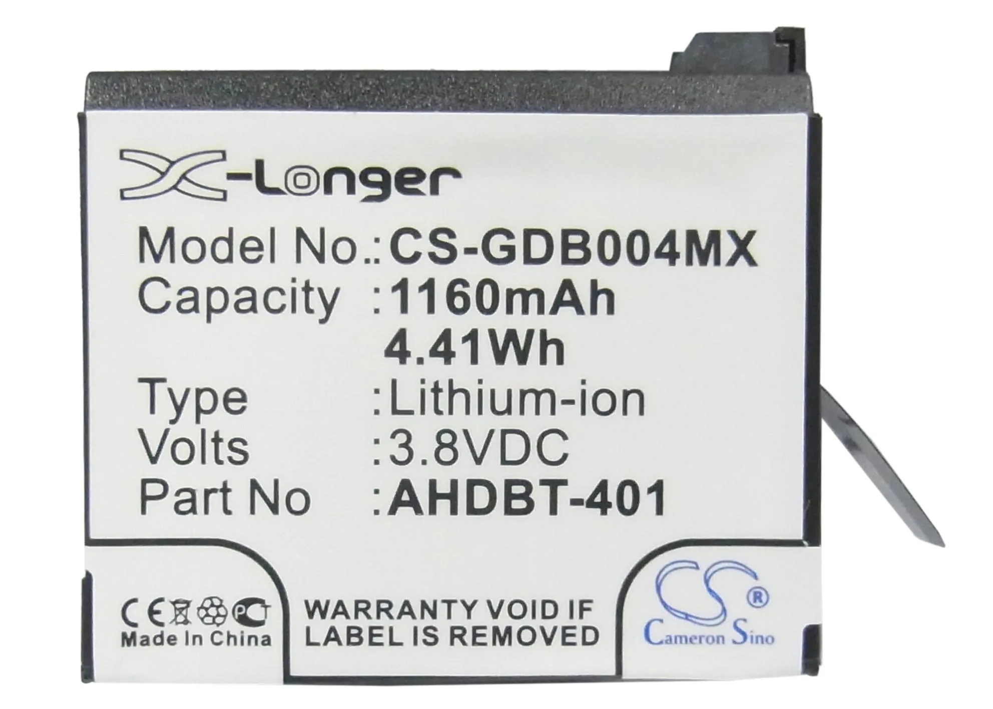 Батерия за камера GOPRO Hero 4; HERO 4 Plus AHDBT-401 3,8V 1160mAh LIIon Cameron Sino - Image 5