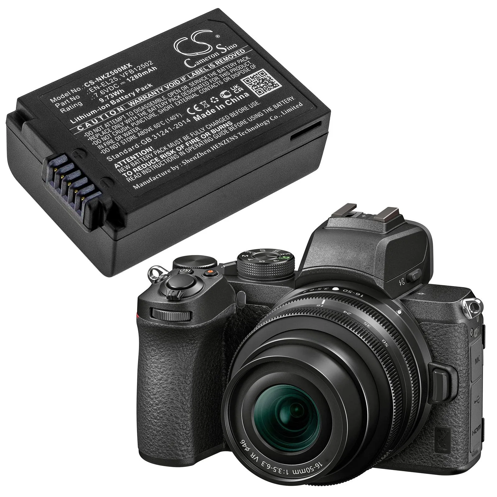 Батерия за апарат NIKON (EN-EL25) LiIon 7.6V 1280mAh Cameron Sino - Image 2