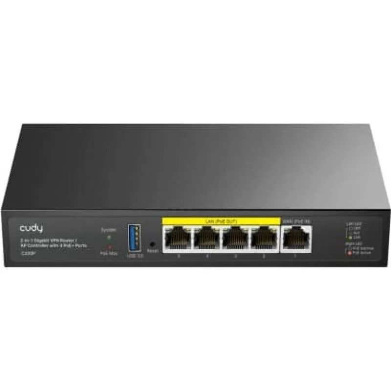 Безжичен рутер и access Point CUDY C200P 2 in 1 1xGigabit 4xGigabit POE+PSU USB