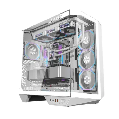 Darkflash кутия Case ATX - DY470 Ice White - 4 x 120 mm Infinity Mirror Fans