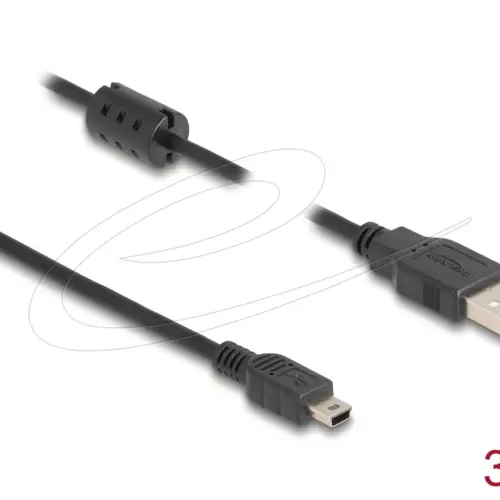 Alternative view of Кабел Delock USB 2.0 мъжко към mini-B USB 2.0  мъжко, двойно екраниран, трансфер до 480 Mb/s, 3.0м,