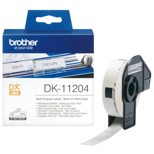 ЛЕНТА ЗА ЕТИКЕТНИ ПРИНТЕРИ BROTHER ТИП QL - MULTI PURPOSE LABEL - 17 mm x 54 mm x 400 - DK11204 (DK-11204) - PN LB-11204