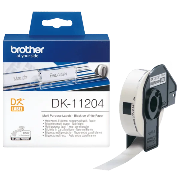 ЛЕНТА ЗА ЕТИКЕТНИ ПРИНТЕРИ BROTHER ТИП QL - MULTI PURPOSE LABEL - 17 mm x 54 mm x 400 - DK11204 (DK-11204) - PN LB-11204