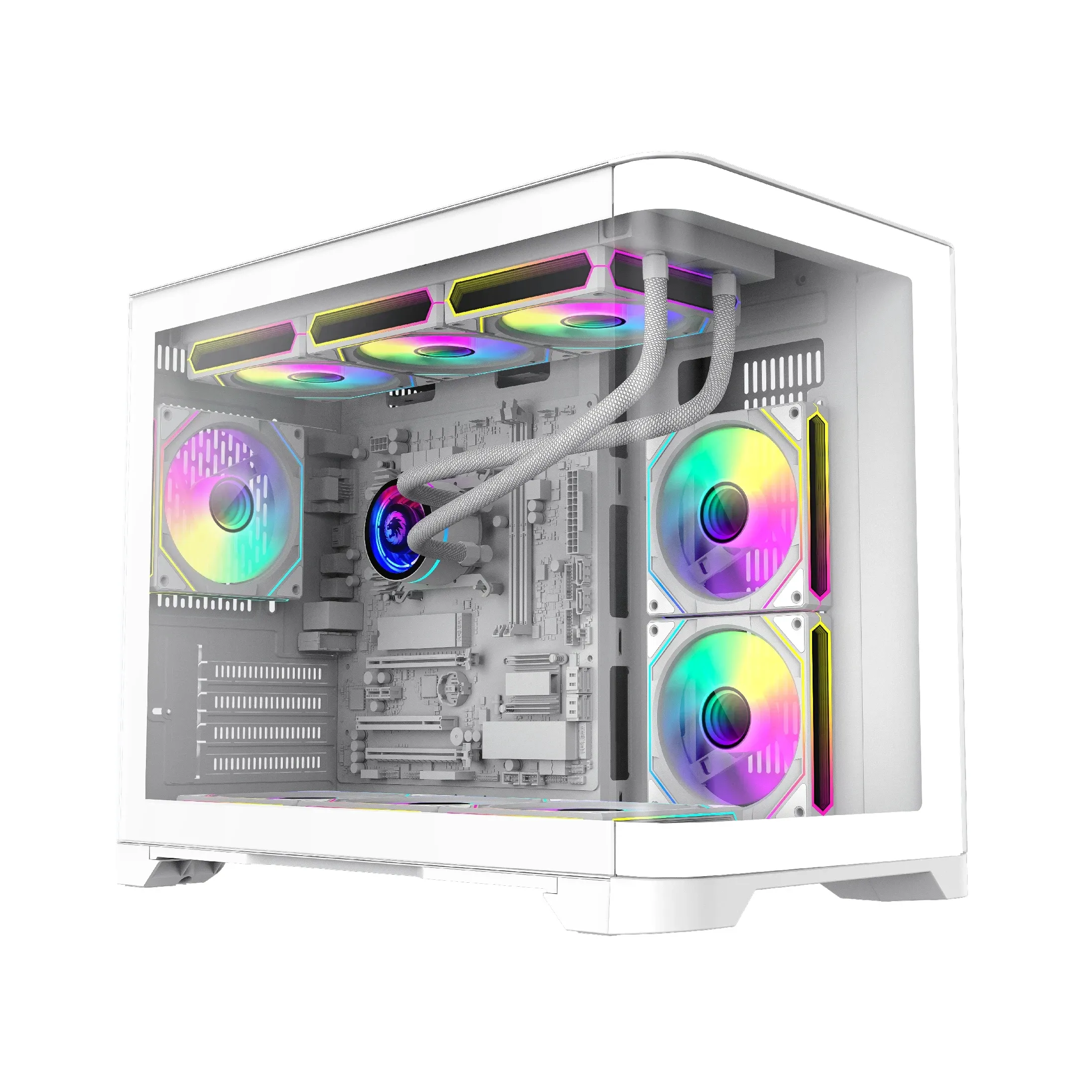 Gamemax кутия Case mATX - HYPE-M White - 3 x 120 mm Addressable RGB fans
