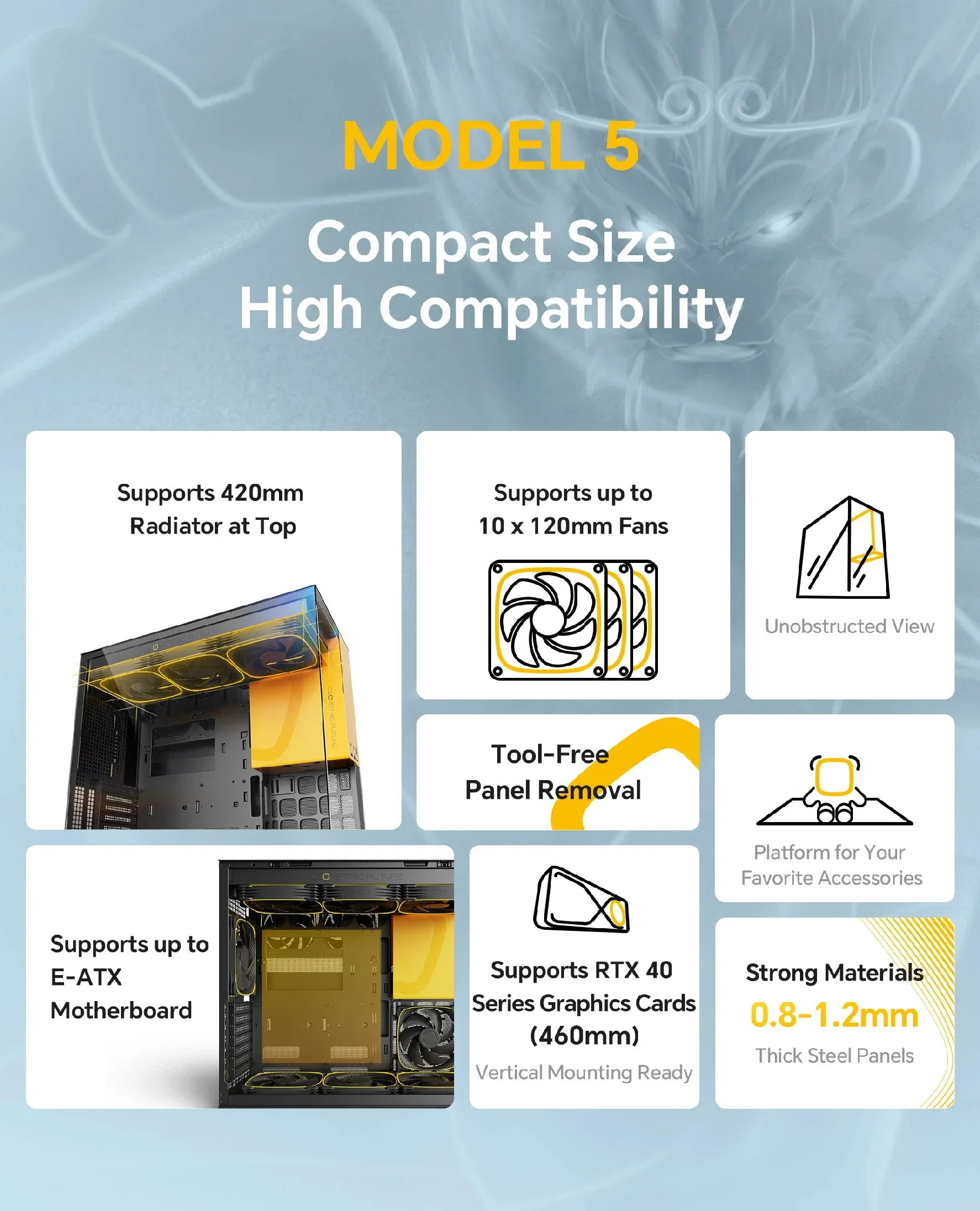 Geometric Future кутия Case EATX - Model 5 Black/Grey - Image 105