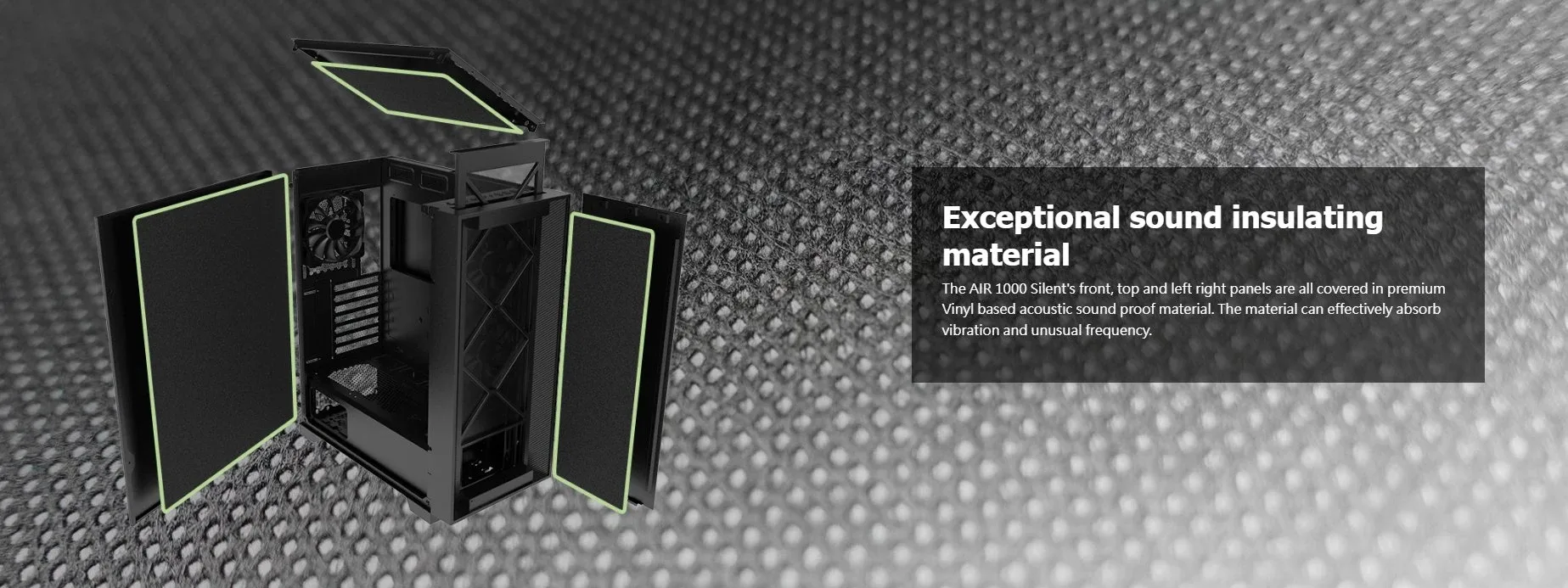 Montech кутия AIR 1000 SILENT, Mid-tower Case, Sound Proofing Panels, 3x120mm Silent Fans, Black - Image 3