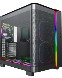 Alternative view of Montech кутия KING 95 Pro, Dual Chamber Mid-tower Case, 6 ARGB Fans, 2 Front Panels, Black