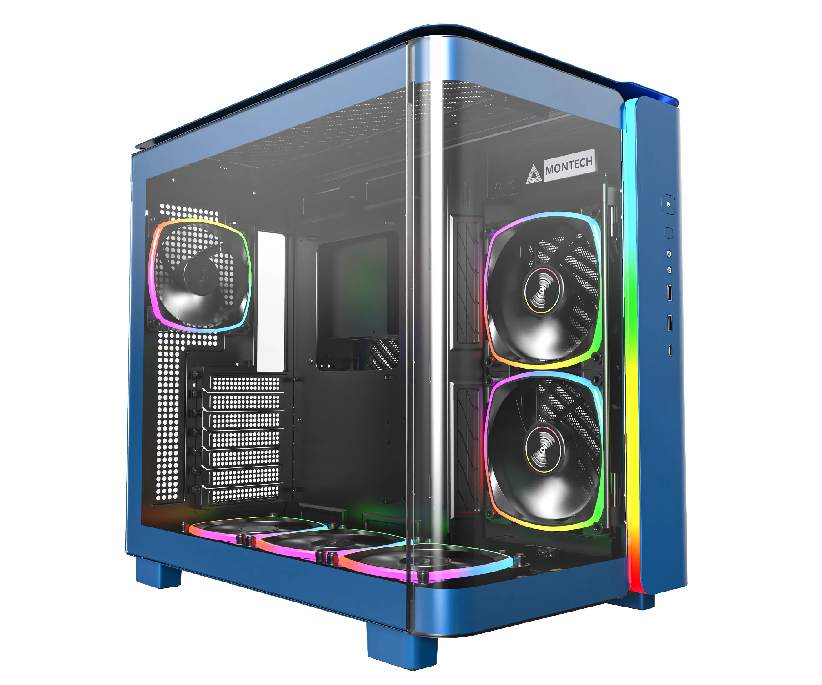 Montech кутия KING 95 Pro Dual Chamber Mid-tower Case 6 ARGB Fans 2 Front Panels Prussian