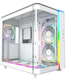 Montech кутия KING 95 Pro Dual Chamber Mid-tower Case 6 ARGB Fans 2 Front Panels White