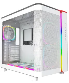 Alternative view of Montech кутия KING 95 Pro, Dual Chamber Mid-tower Case, 6 ARGB Fans, 2 Front Panels, White