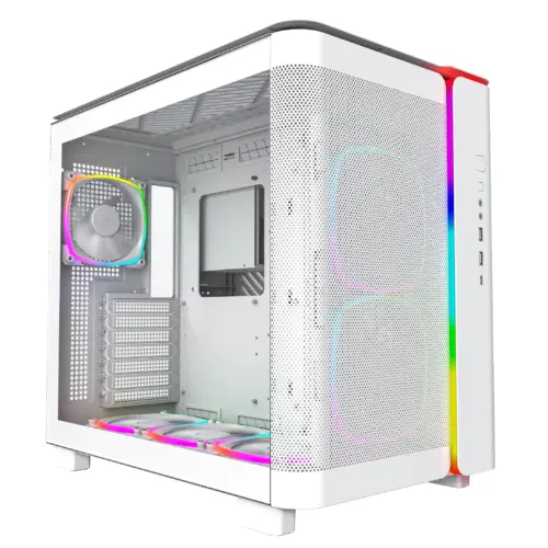 Alternative view of Montech кутия KING 95 Pro, Dual Chamber Mid-tower Case, 6 ARGB Fans, 2 Front Panels, White