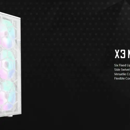Alternative view of Montech кутия X3 MESH, Mid-tower Case, TG, 6 fixed RGB Fans, White