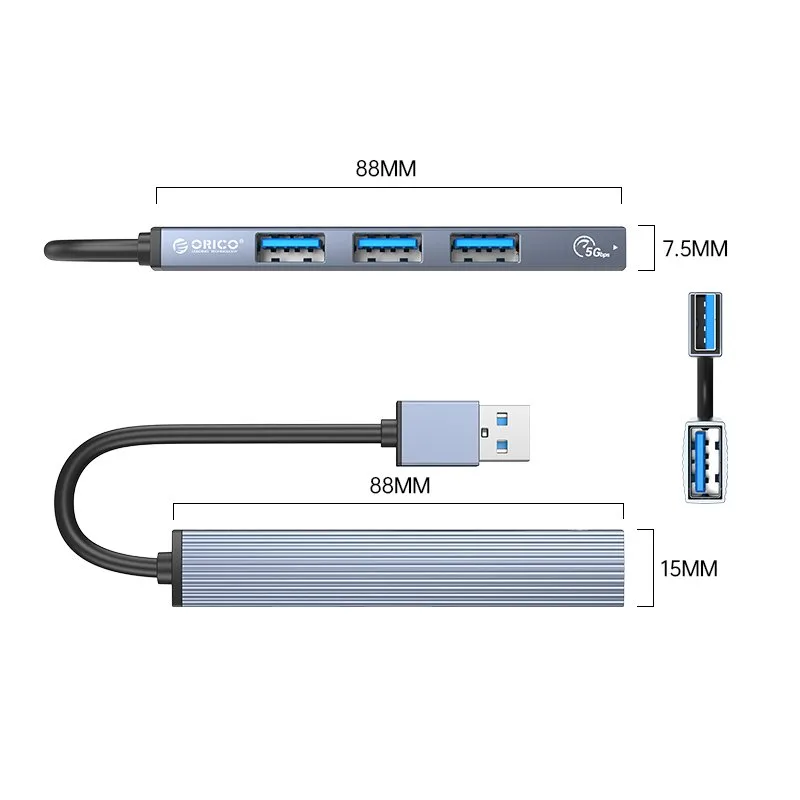 Orico хъб USB3.0/2.0 HUB 4 port, Aluminum - AH-A13-GY - Image 315