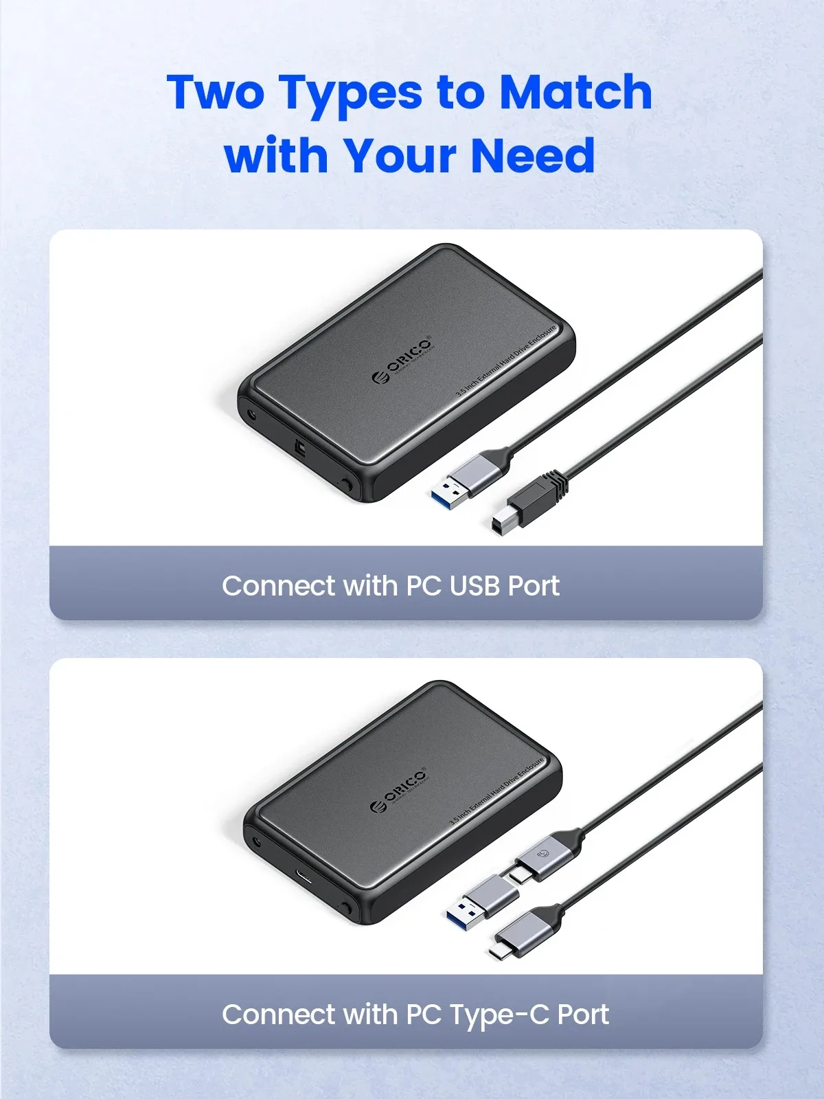 Orico кутия за диск Storage - Case - 3.5 inch USB-C black - DDL35-C3-EU-BK - Image 3