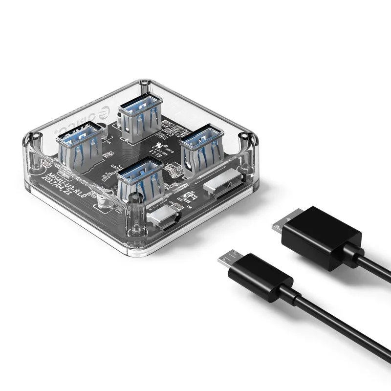 Orico хъб USB3.0 HUB 4 port transparent, 1m cable - MH4U-U3-10-CR - Image 322