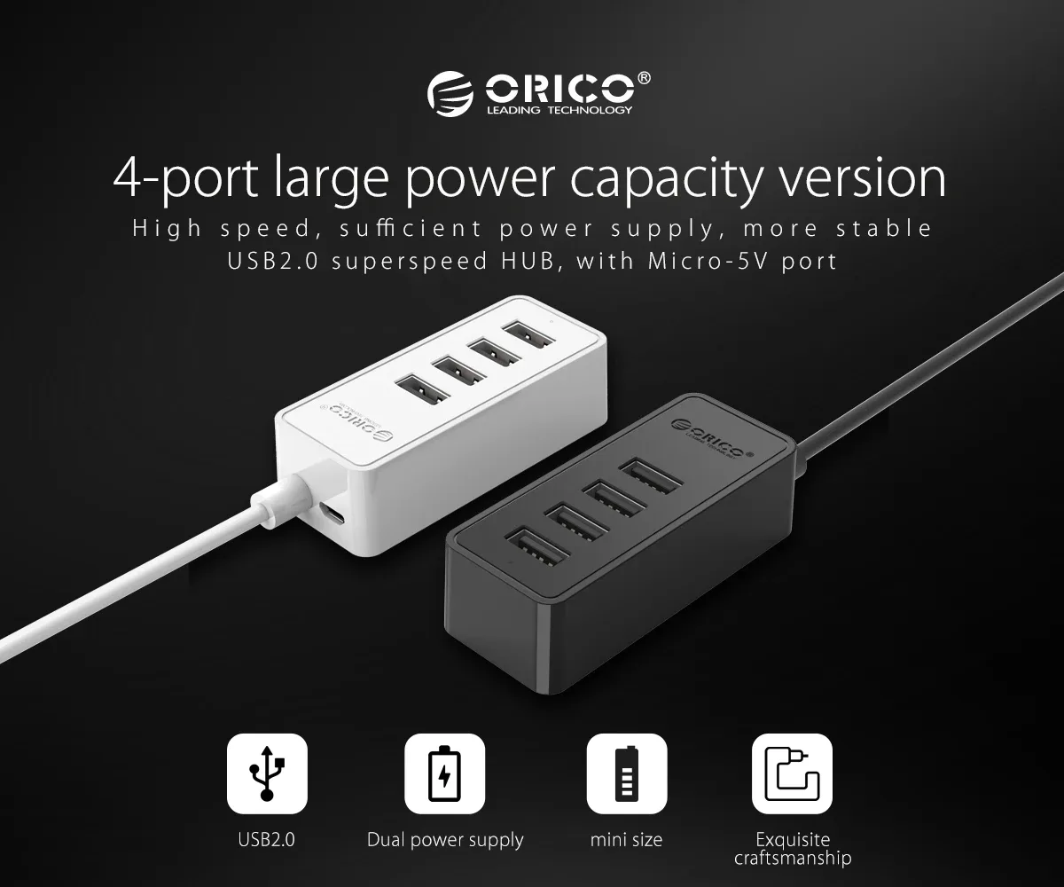 Orico хъб USB2.0 HUB 4 port - USB/Micro USB input, Black - W5P-U2-030-BK-EP - Image 138