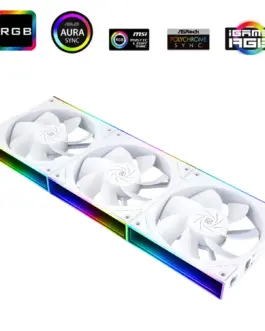 Alternative view of Thermalright Комплект вентилатори Fan Pack 3-in-1 3x120mm - TL-M12QRW x 3 - White, Reverse, Infinity Mirror, Daisy-Chain, A-RGB