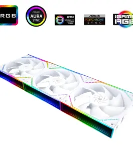 Alternative view of Thermalright Комплект вентилатори Fan Pack 3-in-1 3x120mm - TL-M12QW x 3 - White, Infinity Mirror, Daisy-Chain, A-RGB