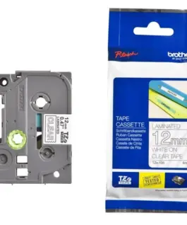 ЛЕНТА ЗА ЕТИКЕТНИ ПРИНТЕРИ BROTHER ТИП TZ - 12 mm x 800 m - WHITE ON CLEAR TAPE - PN TZE135