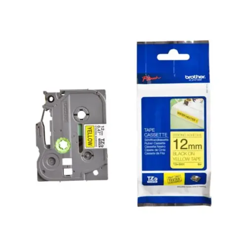 ЛЕНТА ЗА ЕТИКЕТНИ ПРИНТЕРИ BROTHER ТИП TZ - 12 mm x 800 m - BLACK ON YELLOW ADHESIVE TAPE - PN TZE-S631