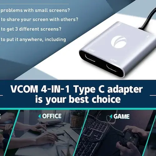 VCom докинг станция Docking Station USB-C 4-in-1 – CU450S – HDMI x 2