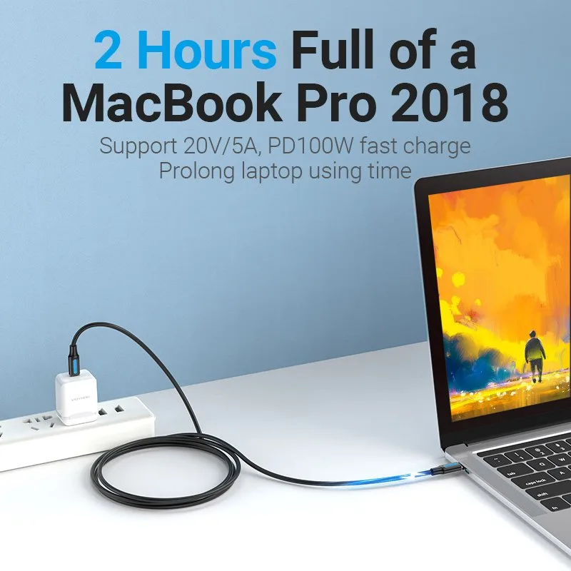 Vention Кабел USB 2.0 Type-C to Type-C - 1.5M Black 5A Fast Charge - COTBG - Image 243