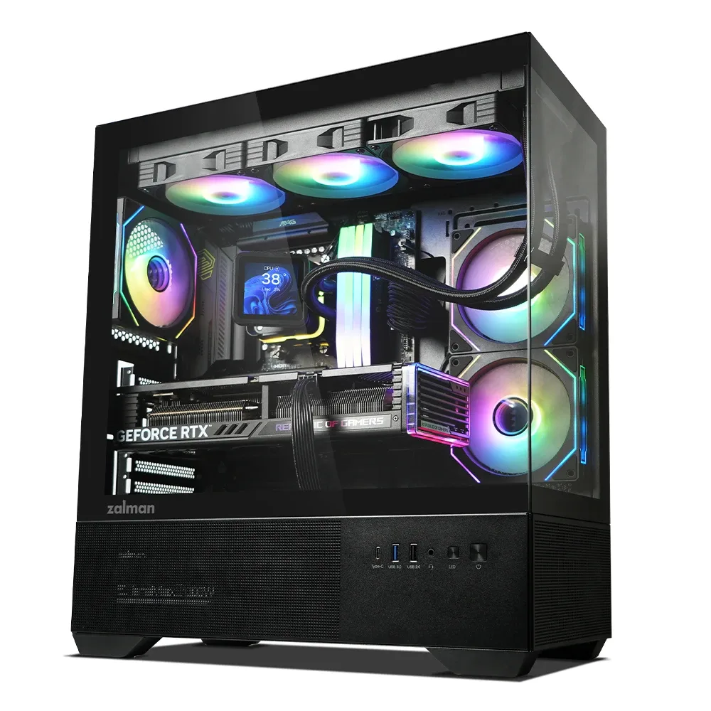 Zalman кутия Case ATX - Chronix BLACK - 3 x 120 mm A-RGB, USB-C, Tempered Glass - Image 102