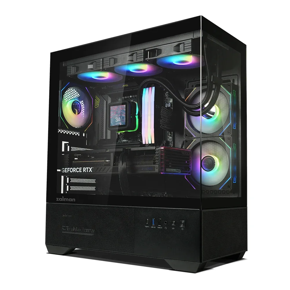 Zalman кутия Case ATX - Chronix BLACK - 3 x 120 mm A-RGB, USB-C, Tempered Glass - Image 95