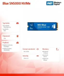 Western Digital SSD син 1TB M.2 2280 SN5000 NVMe PCIE4.0