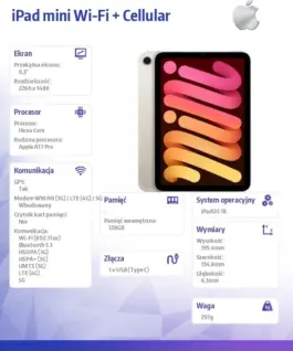 Alternative view of Apple iPad mini Wi-Fi + Cellular 128GB Starlight