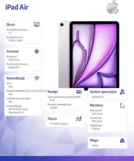 Alternative view of Apple IPAD AIR 11 WIFI 128GB PUR