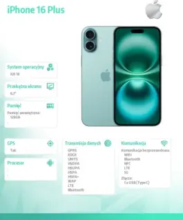 Alternative view of Apple iPhone 16 Plus 128GB - Teal