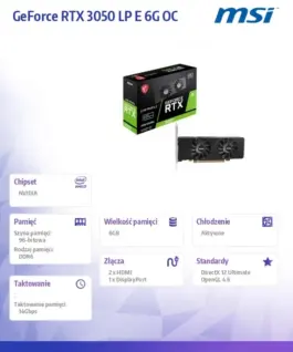 MSI видео карта GeForce RTX 3050 LP E 6G OC