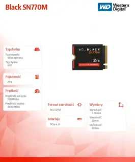 Western Digital SSD черен SN770M drive 2TB NVMe 2230 M2