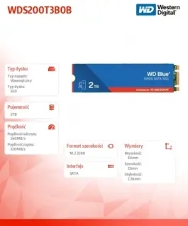 Western Digital SSD диск син 2TB SA510 M.2 2280 WDS200T3B0B