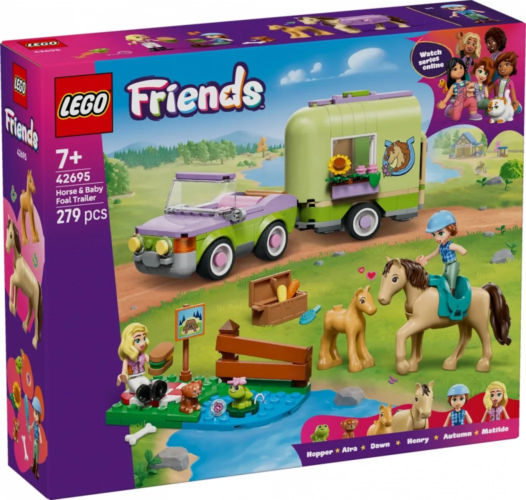 LEGO Blocks Friends 42695 Horse and Baby Foal Trailer