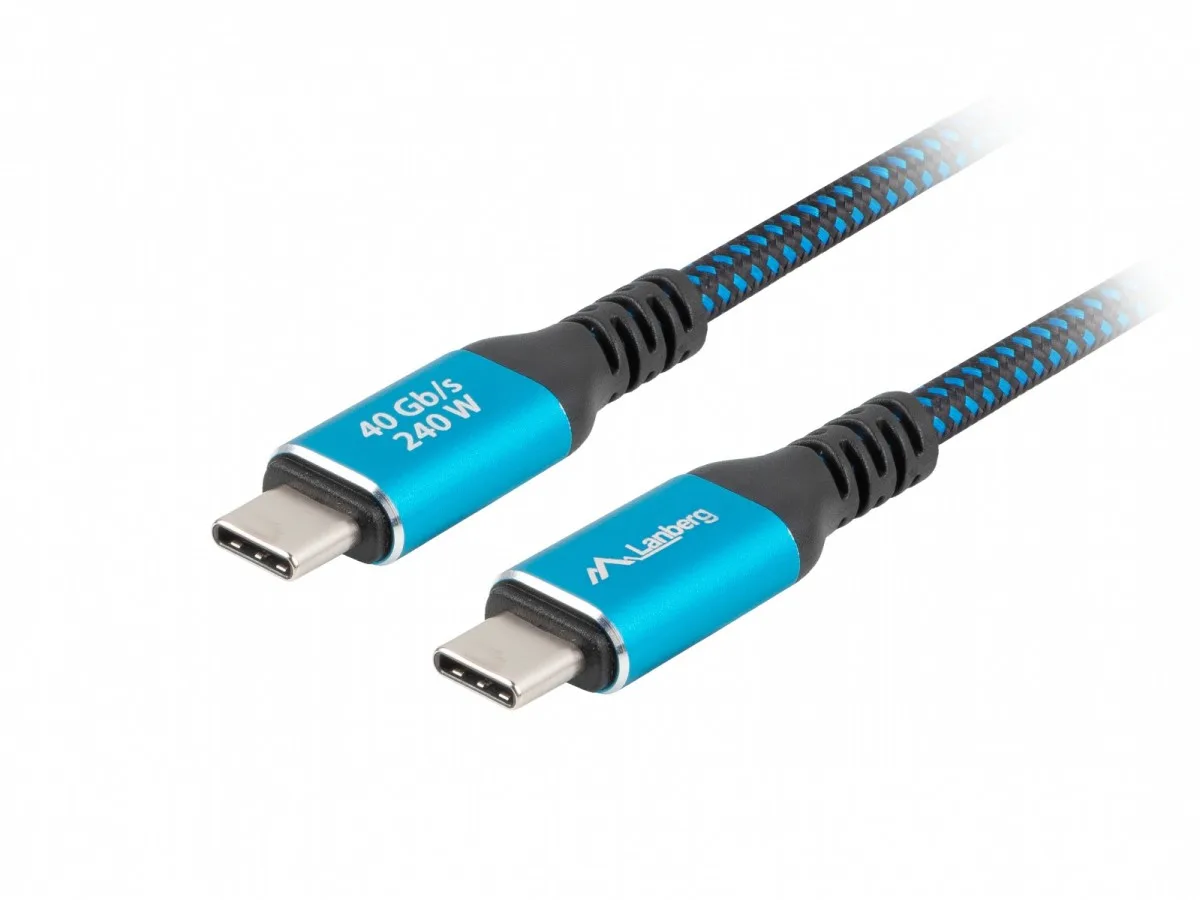 Lanberg кабел USB-C M/M USB4 0,5m 240W 8K 60Hz черен-blue - Image 2