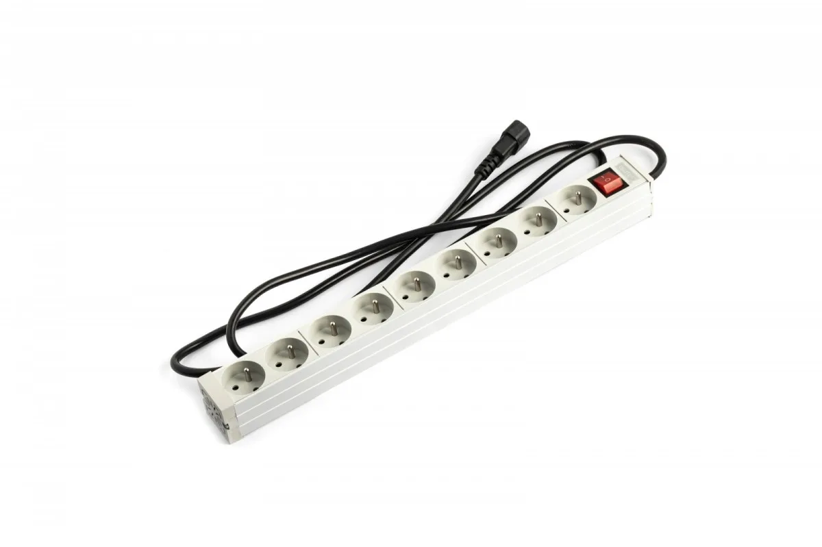 Digitus The PDU 19 rack, 9 slots Type E, C14 connector кабел, 2m, aluminum switch - Image 2