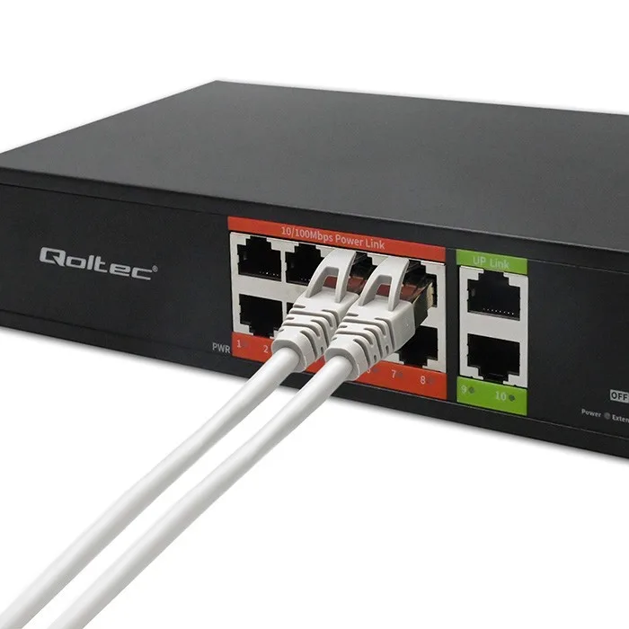 Qoltec FAST Ethernet PoE SWITCH 8xRJ45 2xRJ45 Uplink - Image 2