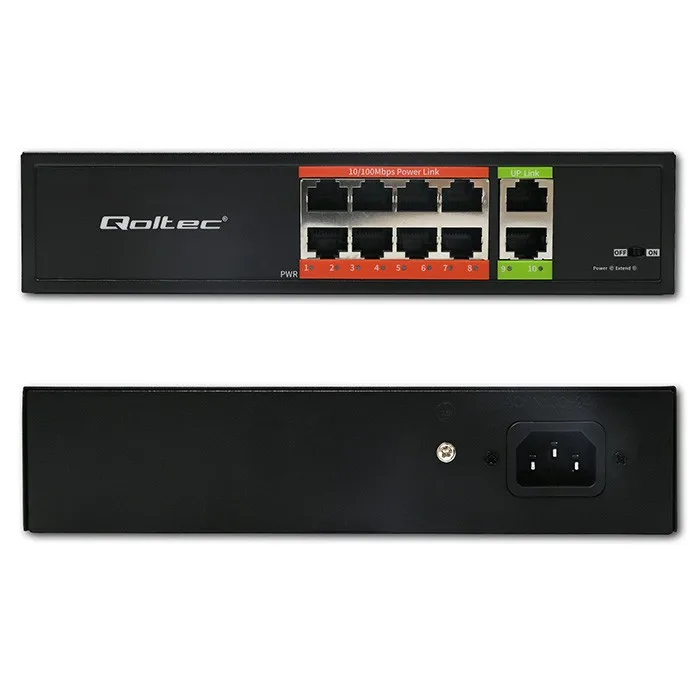 Qoltec FAST Ethernet PoE SWITCH 8xRJ45 2xRJ45 Uplink - Image 5
