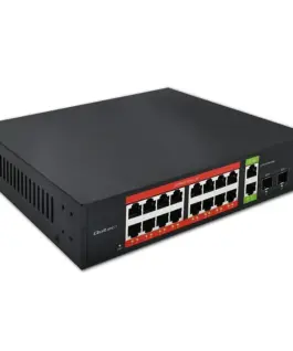 Qoltec Gigabit Ethernet SWITCH PoE 16xRJ45 2xRJ45 2xSF