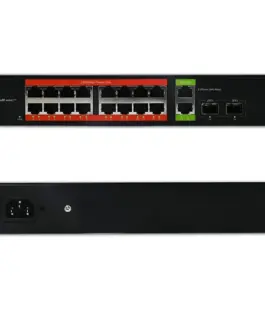 Qoltec Gigabit Ethernet SWITCH PoE 16xRJ45 2xRJ45 2xSF