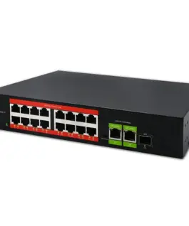 Qoltec FAST Ethernet PoE SWITCH 16xRJ45 2xRJ45 1xSFP