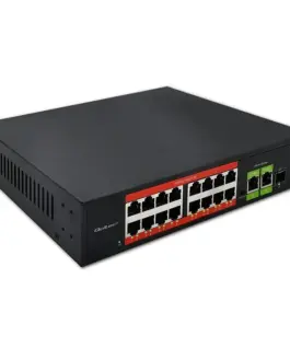 Qoltec FAST Ethernet PoE SWITCH 16xRJ45 2xRJ45 1xSFP