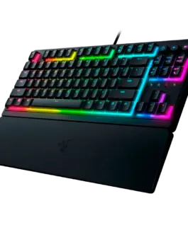 Alternative view of Геймърска клавиатура Razer Ornata V3 Tenkeyless, Low Profile Gaming Keyboard, US Layout, 8 Razer Chroma™ RGB Lighting Zones, Dedicated Media Keys, UV-coated ABS Keycaps, 1000 Hz Ultrapolling, Durable spill-resistant design, Braided fiber cable