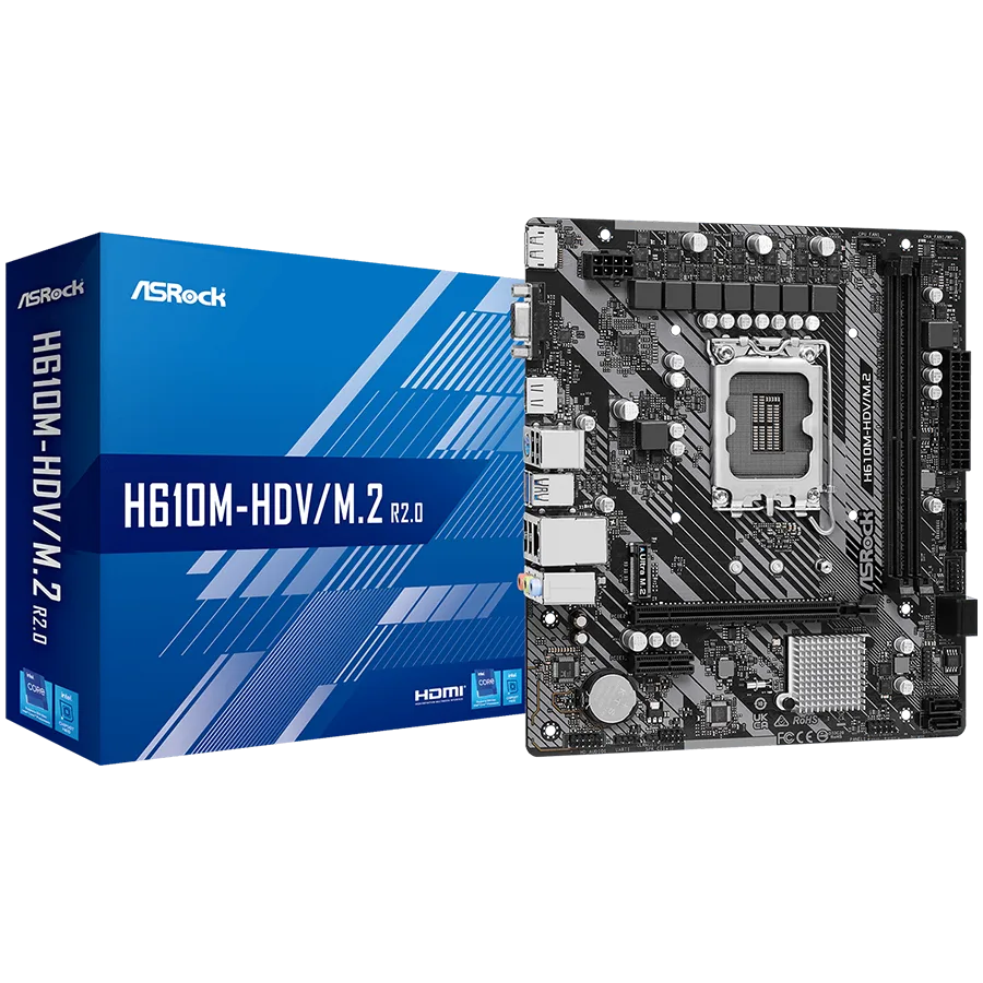 Дънна платка ASROCK Main Board Desktop H610M-HDV/M.2 (S1700 2x DDR4 1x PCIe 4.0 x16 1x PCIe 3.0 x1 4x SATA3 6.0Gb/s 1x m