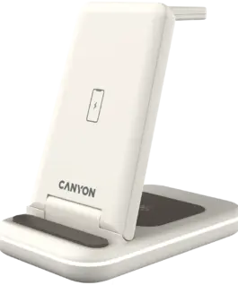 Alternative view of Зарядно за мобилен телефон CANYON wireless charger WS-304 15W 3in1 Cosmic Latte