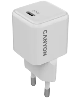 Зарядно за мобилен телефон CANYON charger CU20C GaN 20W 1xPD EU White