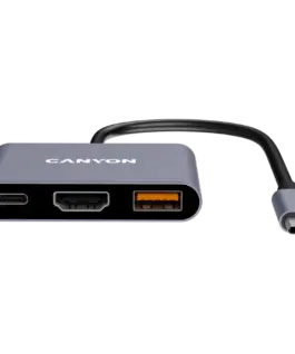 Alternative view of USB хъб CANYON hub DS-4 3in1 USB-C Grey